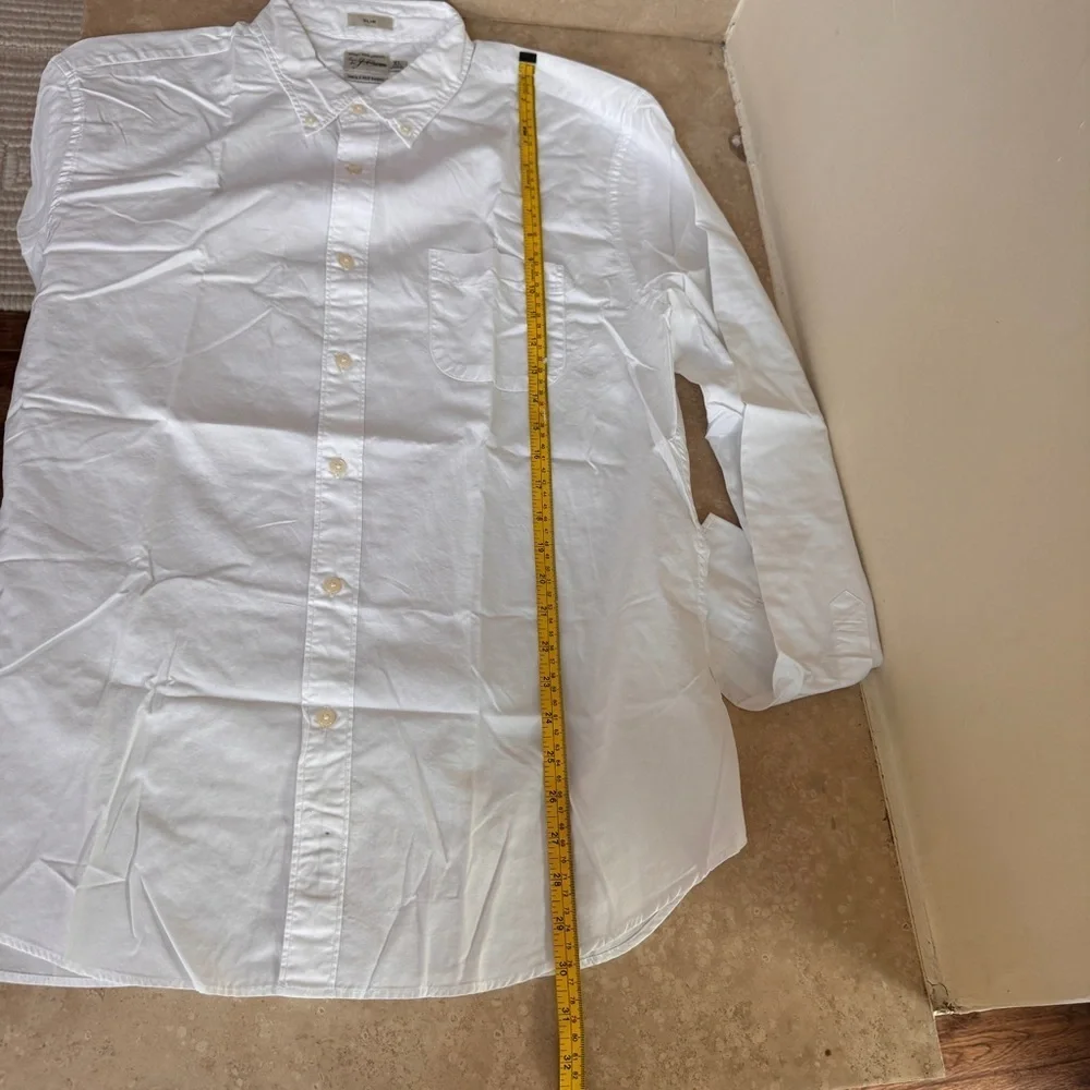 J Crew Slim Secret Wash Cotton Poplin Shirt White Button Down Mens Size XL